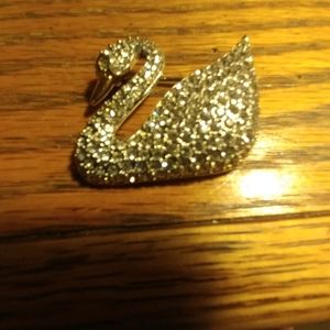 Swarovski Crystal Swan Brooch, Retired